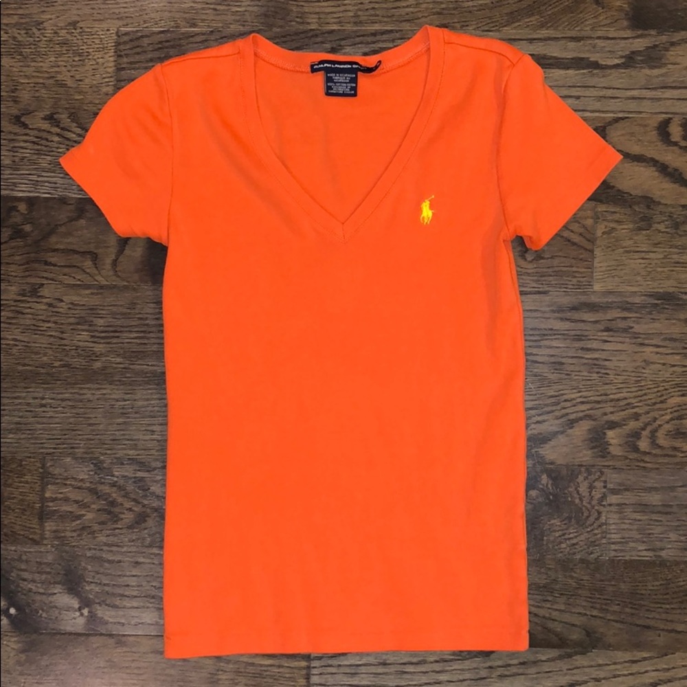 NWT Ralph Lauren Shirt Orange V Neck